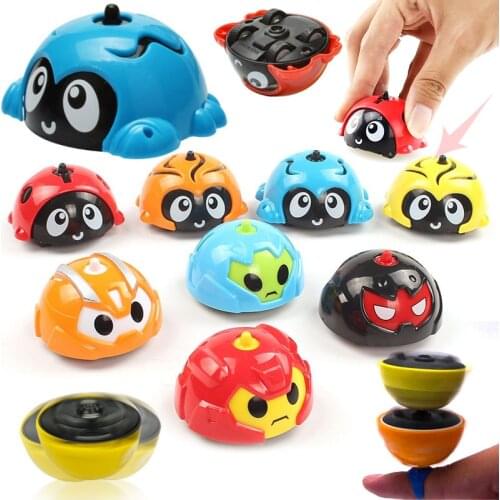Kids Mini Inertia Rotate Spinning Top Car Toy Q Version Animal Random Styles Anti-stress Educational Strange Toys Children Gift