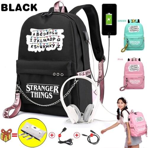 BPZMD Stranger Things backpack Multifunction USB Charging Travel Canvas Student bag For Teenagers Boys Girls School Bag