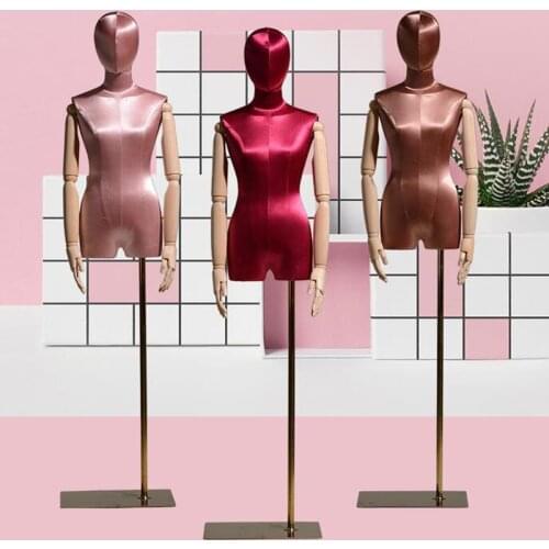 Fashion 4style color silk female mannequin body stand dress wood hand Mannequin,flexible women,adjustable rack,doll 1PC D316