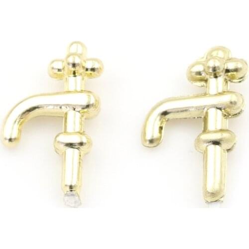 New Sale 2PCS 1:12 Miniature Plastic Water Faucet Hydrant Water Tap Dollhouse Bathroom Accessories Dollhouse Miniature Faucet