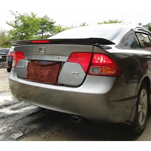 Use For Honda Civic 2006-2011 Spoiler ABS Plastic Forging Carbon Fiber Look Rear Trunk Wing Car Body Kit Accessories