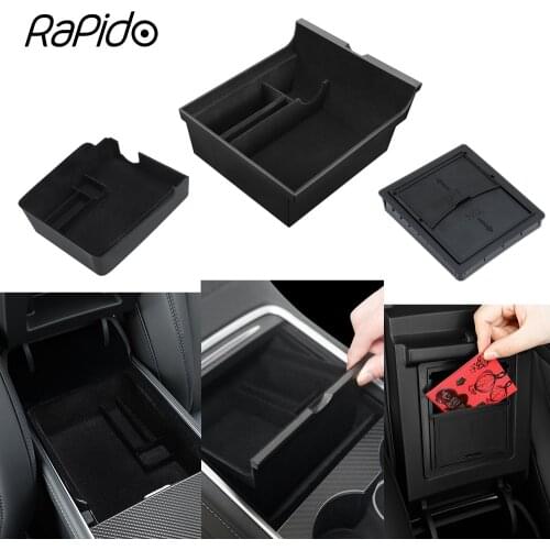 Car Central Armrest Cover Tray Storage Box for Tesla Model 3 2021 Center Console Organizer Containers Flocking Interior