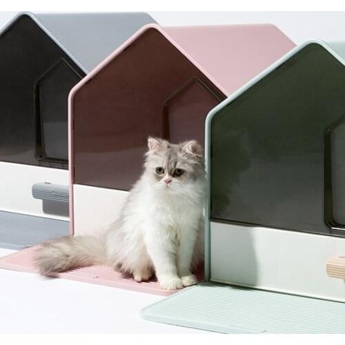 Fully Enclosed Elegant Thicken Sandbox Villa Anti Splash Large Space Pet Cat Toilet Litter Box Basin