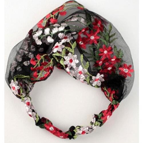 Headband Embroidery Flower Pattern Net Yarn Smooth Touch Women Hair Band Hair Accessories