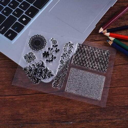 Transparent Clear Stamp Flower border background for Scrapbooking DIY Silicone Seal Photo Album Decor Embossing Folder Template