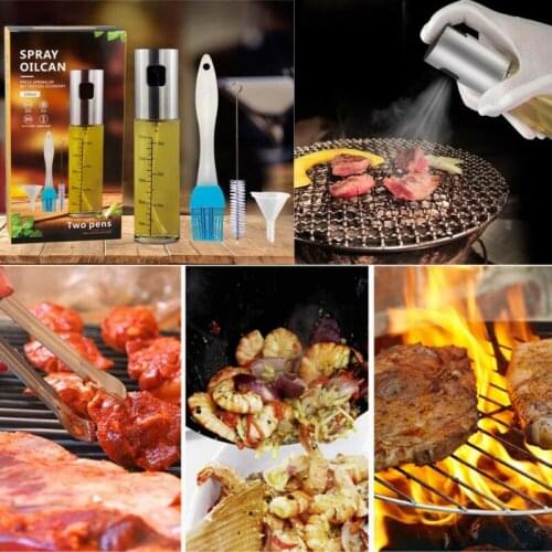 Olive Oil Sprayer Stainless Steel Cooking Spray Bottle with Brush