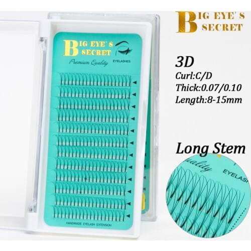 Big eyes secret 3D long stem russain volume lash premade fans individual eyelash South Korean Silk fake lash extensions