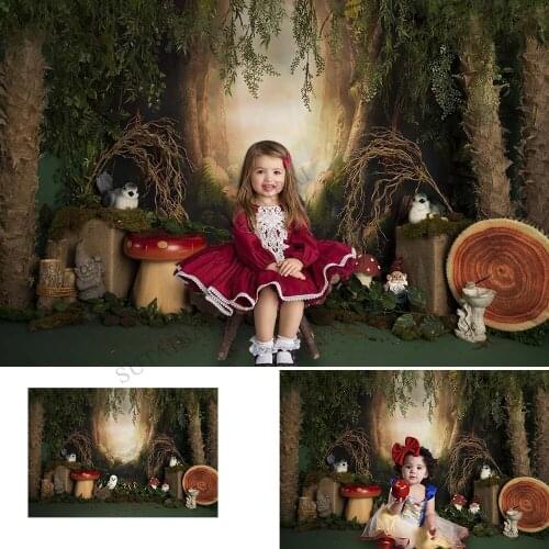Fairy Tale Dream Forest Hole Adventure Photography Background Baby Birthday Poster Jungle Wonderland Backdrop Photography Studio