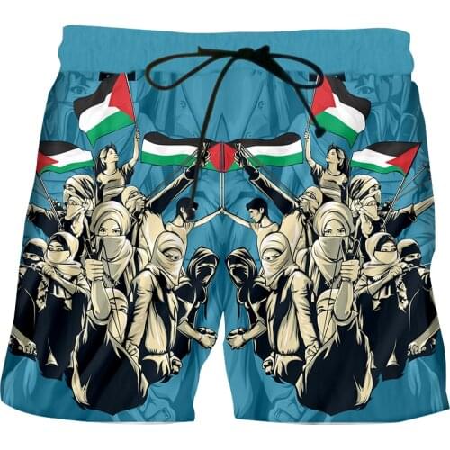 UJWI Defend Gaza Palestine Revolutionary Struggle Pants Free Flag Retro Fashion Short Sweatpants Custom Summer Short Trend Style