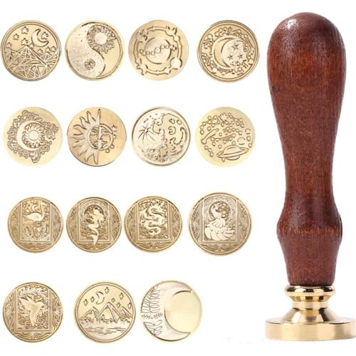 Vintage Wax Seal Head Star Moon Craft Tools Unreal World Sealing Wax Stamps Head Fire Lacquer Handmade Album DIY Art