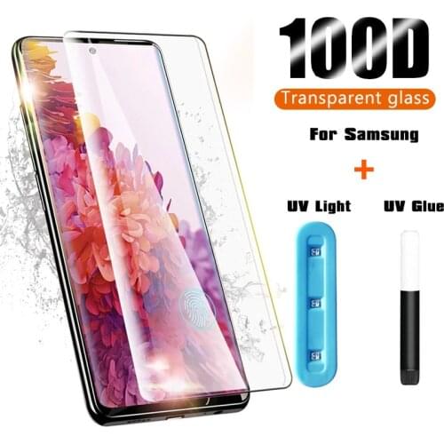 UV Tempered Glass For Samsung Galaxy S20 Plus Note 20 S21 Ultra S10 E Plus Glass Screen Protector S8 S9 Note 8 9 10 Plus Protect