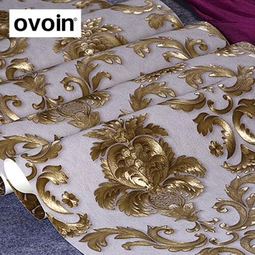 Gold Textured Vinyl Wall Paper For Living Room Home Decor 3d luxury wallpaper Roll Striped Damask Wallcovering