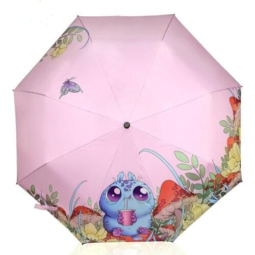 2018 Summer Lovely Silver Coating Parasol Sunny and Rainny Umbrella Three Fold paraguas Women Anti-uv Waterproof Rain Umbrellas