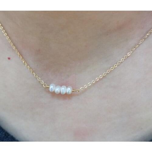 14K Gold Filled Natural Pearl Necklace Handmade Jewelry Choker Pendants Boho Collier Femme Perle Collares Perla Necklace Women