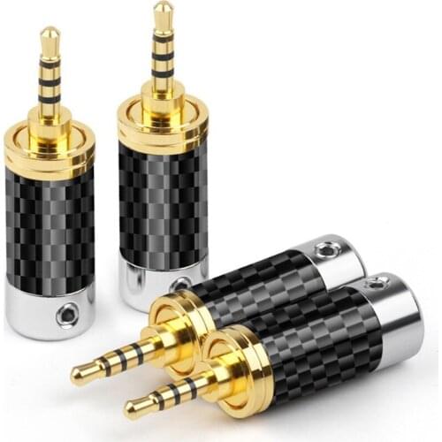 2.5mm Jack For AK320 380 Headphone Audio Adapter 4 Pole Stereo Carbon Fiber Gold Plated Earphone Plug 4.0mm/7.2mm Wire Connector