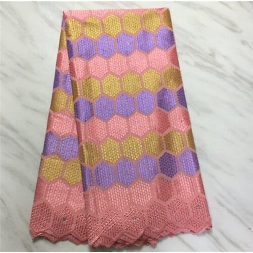 2021 Pink African Dry Lace Fabric Swiss Voile Lace With Stones Cotton Lace High Quality Nigerian Wedding Lace Fabric PL4696