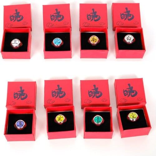 Anime Ninja Cosplay Adjustable Rings With Box Ring Metal Finger Adult Ninja Props Accessories Stuff Gift
