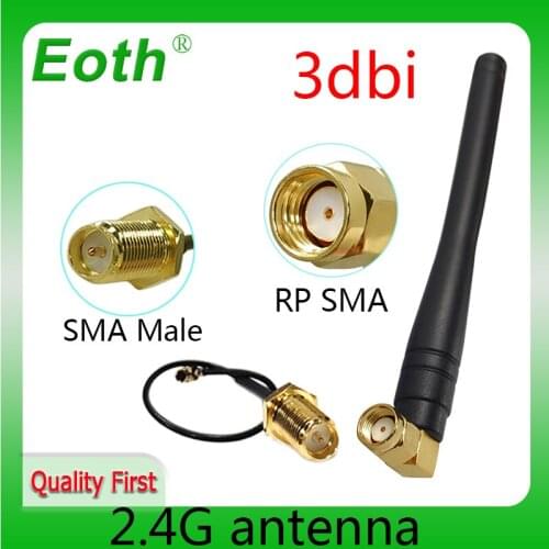 2.4Ghz antenna Wifi Antenna 3dbi RP-SMA Connector 2.4 ghz antenne wifi antena router + IPX to SMA Male pigtail Extension Cable
