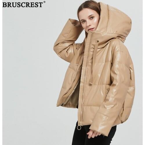 Женские кожаные пуховики BRUSCREST China At AliExpress