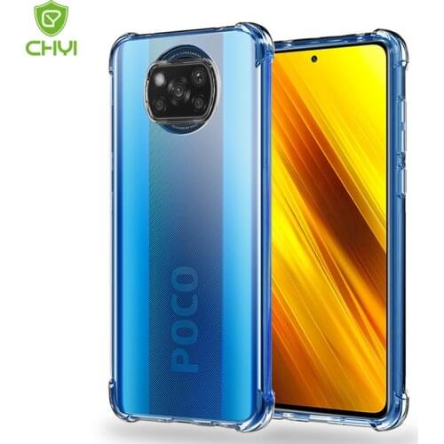Anti-drop airbag case For Xiaomi Poco M3 X3 NFC Cover Soft Silicone Shockproof Transparent Protective Clear case Camera glass