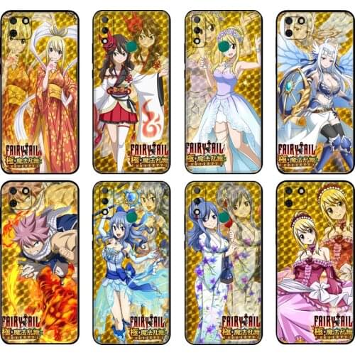 Black tpu Case For Huawei Y9S Y6S Y8S Y5P Y7P Y8P Case For Huawei Y5 lite Prime 2018 Y6 2019 Cover Japanese Anime Fairy Tail