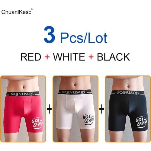 3 Pcs/Lot Viscose Fibre Fabric Long Panties Running Shorts Cold And Refreshing To Prevent Leg Injury Fashionable Underpants