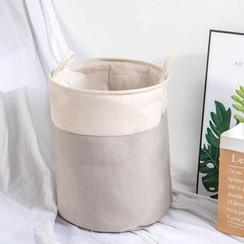 Two Color Thick Folding Laundry Basket Round Storage Bin Bag Large Hamper Collapsible Clothes Toy Holder Bucket Organizer
