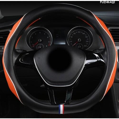 FUZHKAQI Leather Car Steering Wheel Cover For Fiat 500 500X Ducato Grande Punto Tipo Panda Freemont Bravo Stilo