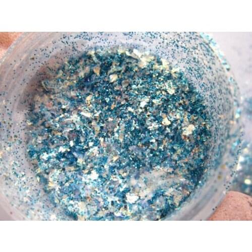 Fine Blue dust iridescence White Flake glitter Mix for Nail Polish Making G523
