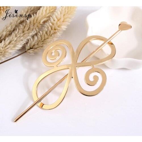 Jisensp Korean Fashion Lovely Hollow Butterfly Pierced Hair Clip Cute Animal Jewelry Hairpin Lady Girl Hair Accessories Gift