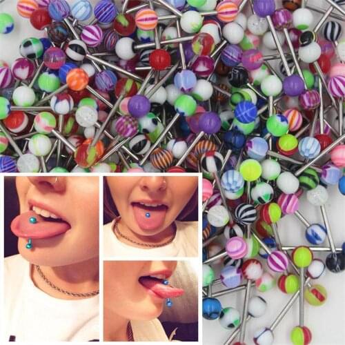 10/20/30Pcs Stainless Steel Tongue Piercing Ring Mix Tongue Barbell Lot Ear Nipple Piercing Ring Fashion Pircing Lengua Lote