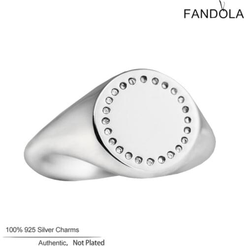 100% 925 Sterling Silver Rings for Women Accessories Circle Signet Clear CZ Wedding Ring Europe Jewelry anillos mujer