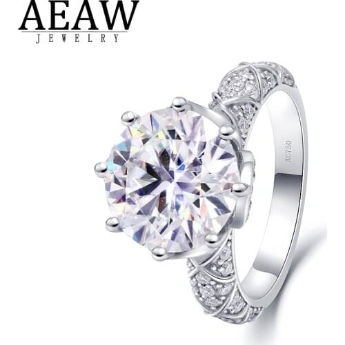 5.0carat 11mm DEF Color Round Brilliant Cut Moissanite Engagement Ring 6-Prong Setting Fine Ring for Women Test Positive
