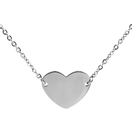 Stainless steel Heart princess S.steel circle necklace female 20mm heart chokers Rolo chain necklaces wholesale 10pcs