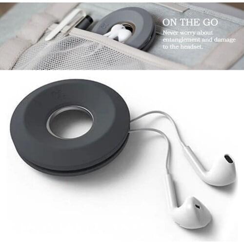 Creative Mini Donuts Magnet Silica Headphones Earphone Holder Cable Winder Cord Organizer Box Cord Wire Storage Case Management