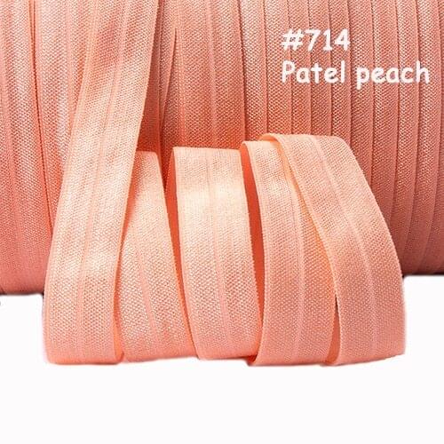 Flora Ribbons petal peach fold over elastic webbing tape, wholesale 50 yards/color/roll foe, more than 100 colors for selecting