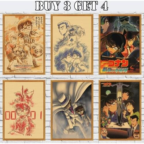 Cartoon Anime Poster Detective Conan Kraft Paper Painting Case Wall Sticker Cafe Bar Home Deco Retro Crafts