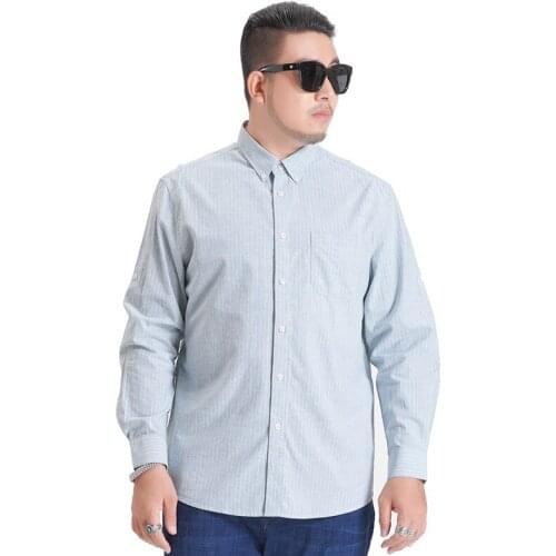 Men Shirt Long Sleeve Regular Fit Men Shirt Striped Shirts Men Dress Oxford Camisa Social 5XL 6XL 8xl large sizes Streetwear
