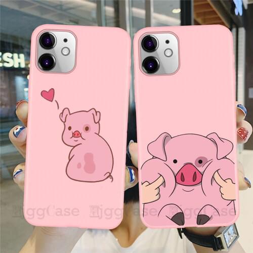 Cartoon Pig Case For iPhone X XR XS MAX SE 2020 6 6S 8 7 Plus Soft silicone phone Coque Case For iPhone 11 12 Pro Max Cover