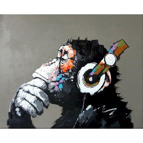CHENISTORY Animal Music Monkey Frame Painting By Number DIY Full Set Acrylic Paint Unique Gift Oil Painting By Number Home Decor