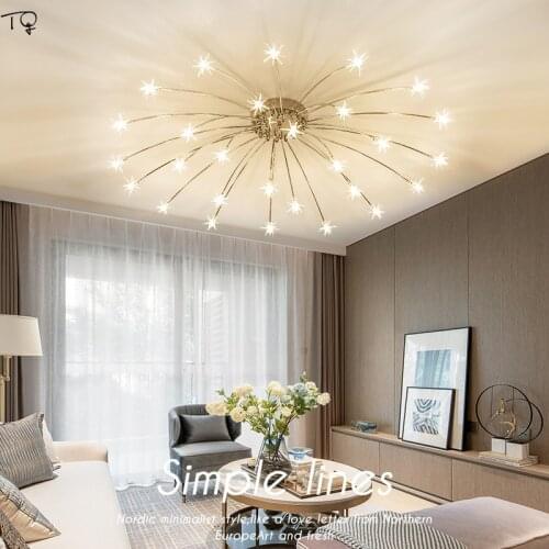 Nordic Fashion Atmosphere Chrome Starry Ceiling Lamp Led Simple Modern Restaurant Dining Room Bedroom Living Room Lights Fixture
