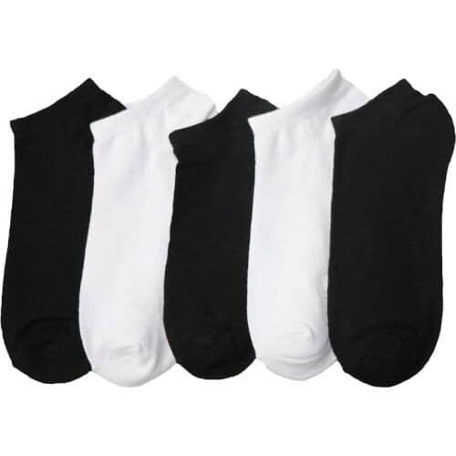 10piece=5pairs Men Short Socks Black White Style Casual Low Cut Ankle Socks Mens Slippers Shallow Mouth Male Boat Socks Meias