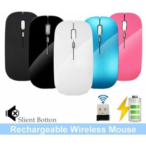 New 2.4GHz Rechargeable Wireless Mouse Silent Button Ultra Thin USB Optical Mice