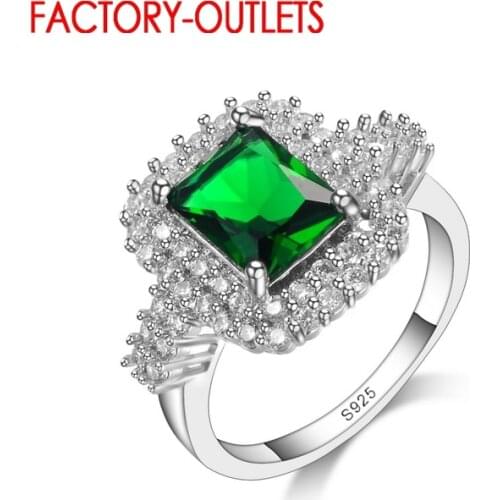 Charm Elegant Women Engagement Rings Hot New Green Crystal 925 Ring For Lady Bridal Bijoux Jewerly
