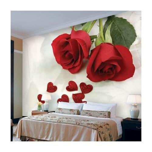 Wholesale Romantic Red Rose mural 3d wall photo mural for wedding room sofa background 3d wall mural fresco papel de parede