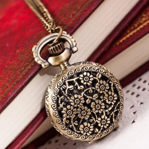 Hot Fashion Vintage Pocket Watch Women Men Bronze Quartz Pocket Watch Pendant Chain Brand Watch Clock Gift Relogio Masculino W50