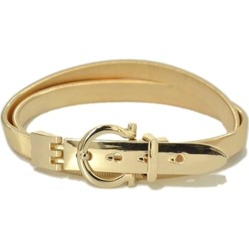 Women Alloy Belt Ladies Girls Skinny Punk Elastic Belt Waistband For Dress Fashion Gold /Silver Jeans Accessories