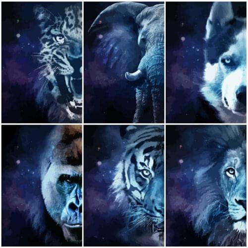 AZQSD Unframe Coloring By Numbers Canvas Wolf DIY Decor For Home Oil Painting By Numbers Animal Acrylic Paint Unique Gift