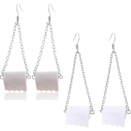 ASHMITA Toilet Paper Earrings Handmade Toilet Paper Roll Earrings Creative Dangle Earrings for Women Girls Funny Gifts