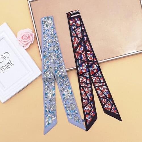 Luxury Brand Scarf 2021 Summer Womens Silk Scarf Tied Handbag Handle Skinny Ribbon Hairband Ladies Neck Scarf G68